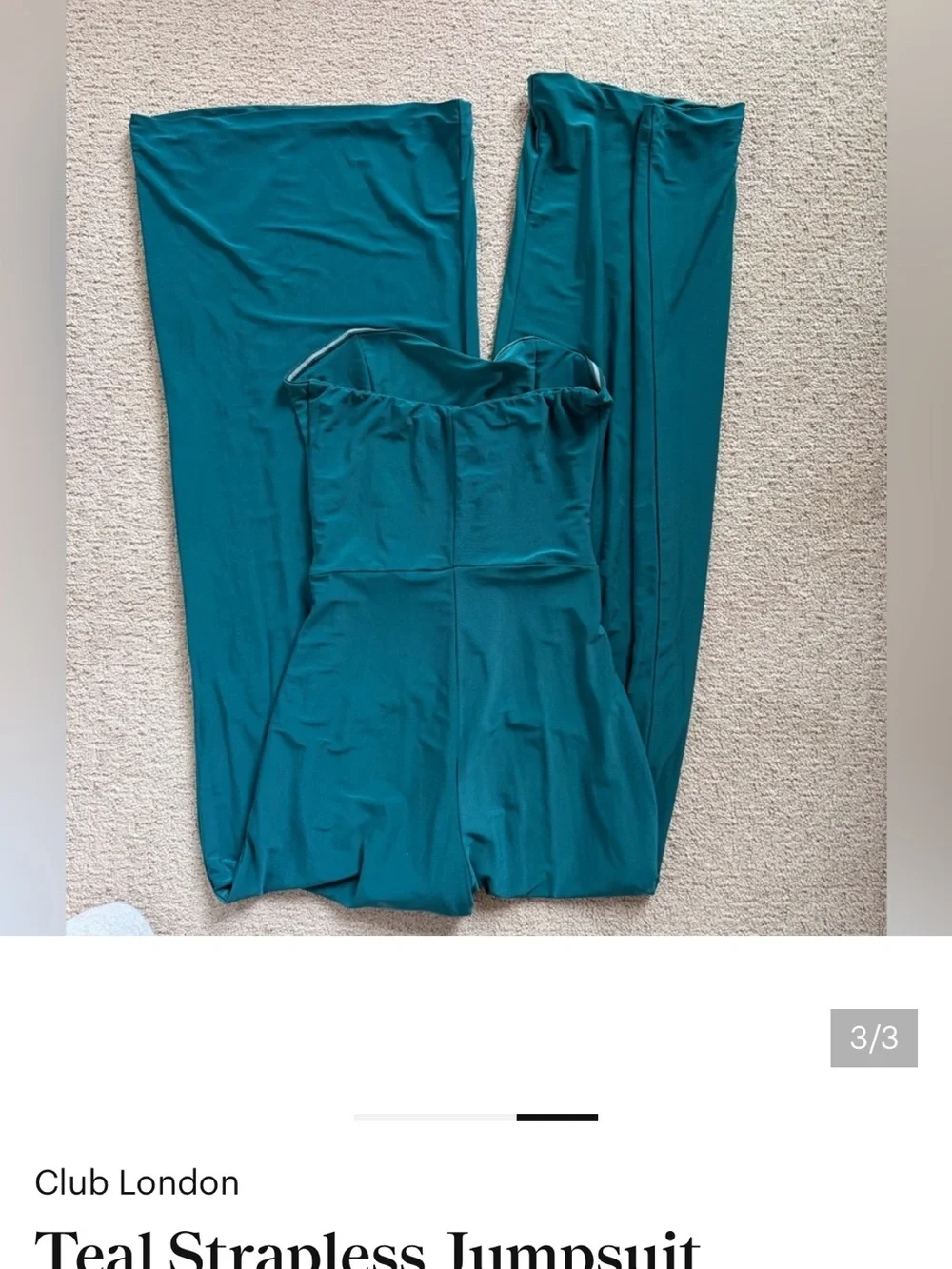 Club L London Strapless Wide-Leg Jumpsuit in Teal Green - Picture 6 of 7